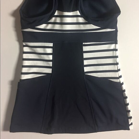 ATHLETA Navy/White Striped Racerback Bra In Tank - Picture 3 of 6